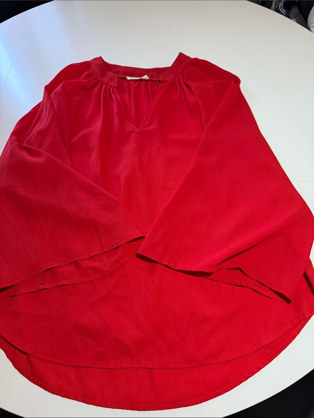 Newbury Kustom Bright Red V-Neck Flowing Blouse